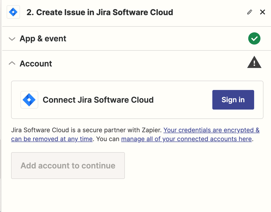 We can then proceed to connect the analyzed results to the issue tracker software. In this example we are using Jira Software Cloud so we would enter and validate our Jira credentials.